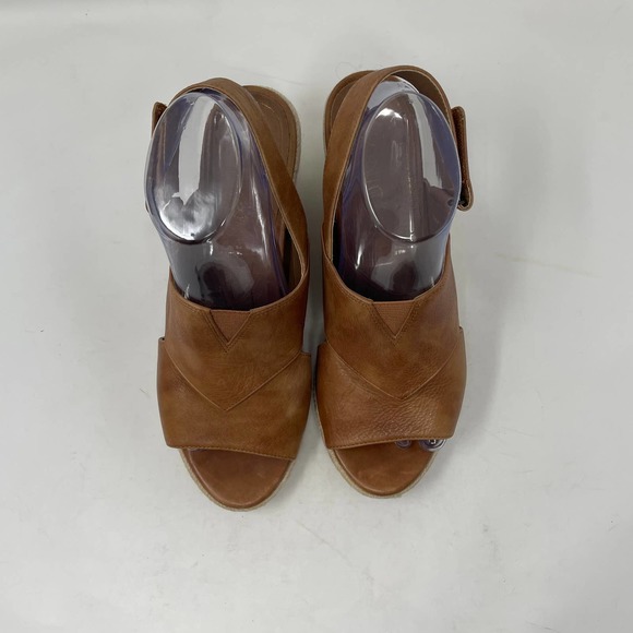 Vionic Brown Toffee Zamar Espadrille Wedge Crossover Leather Sandals Size US 9.5 - Picture 5 of 13